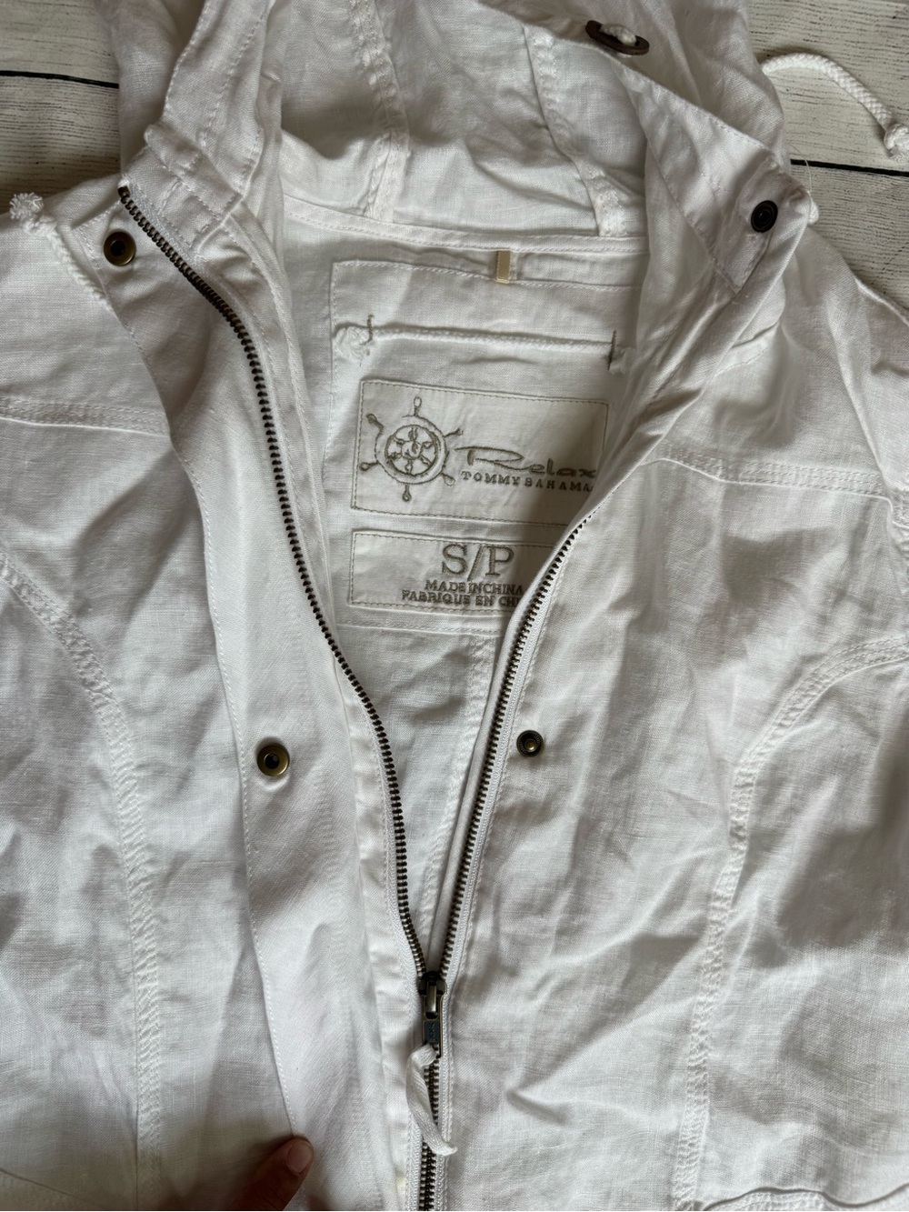 Tommy Bahama Relax White 100% Linen Hooded Utility Jacket Size Small - Picture 15 of 15